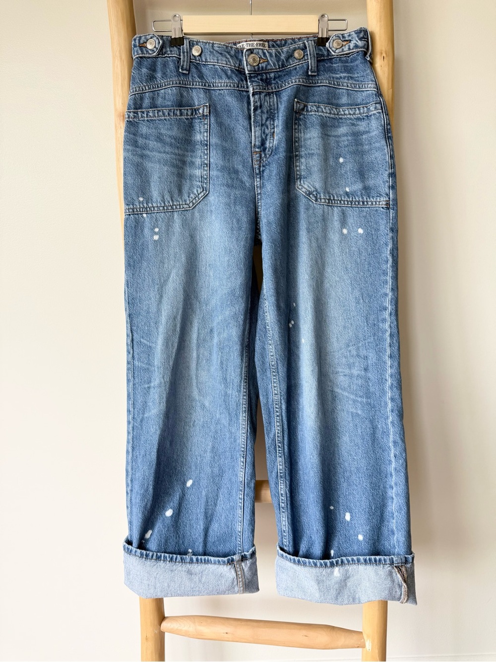 Free People We The Free Palmer Cuffed Wide Leg Jeans in 100 Years Wash 28 - Picture 7 of 15